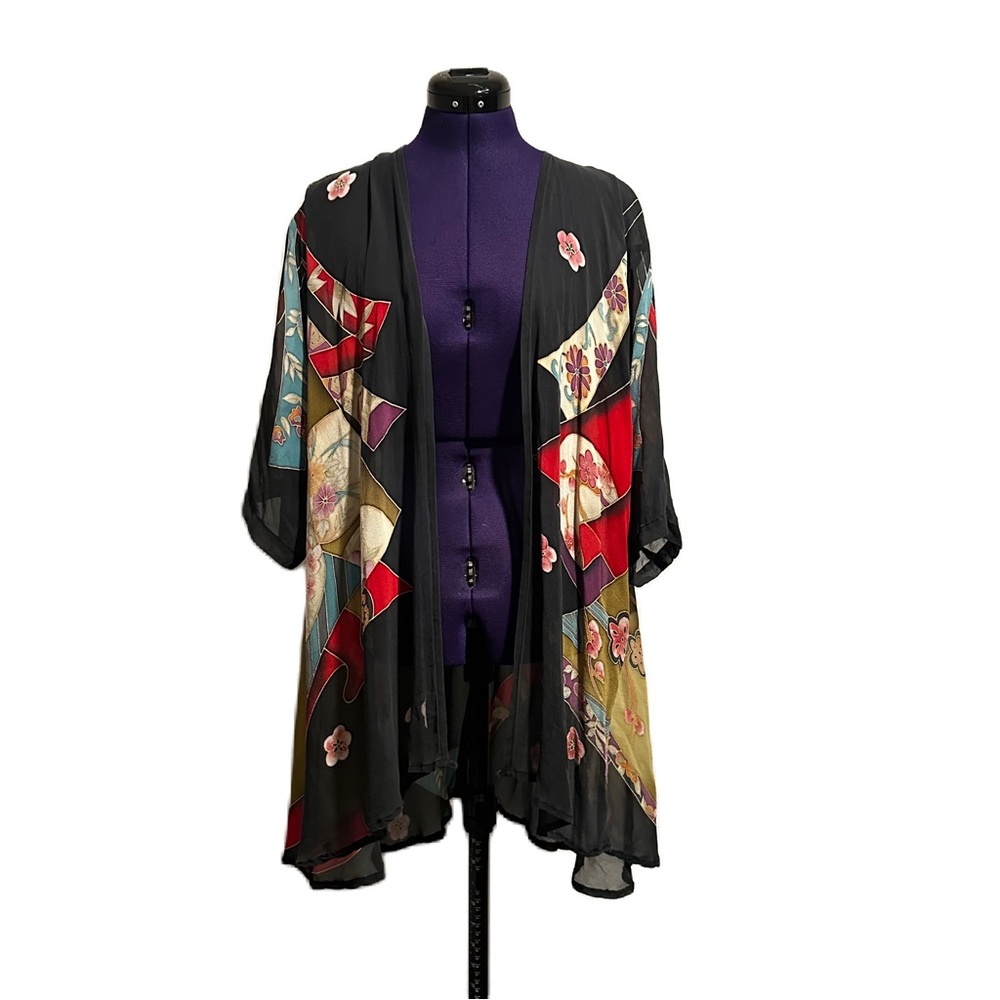 Colorful Patterned Sheer Silk Sweater